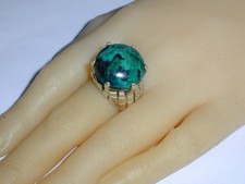 VINTAGE ISRAEL STERLING SILVER EILAT STONE HIGH SET TEXTURED RING- SIZE 9 