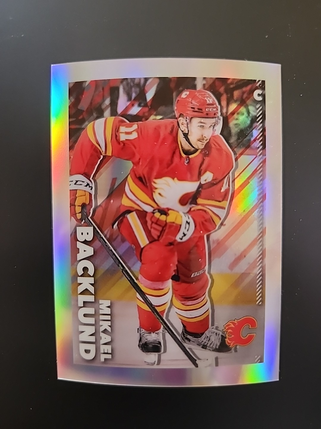2022-23 Topps Chrome Stickers #85 Mikael Backlund Refractor /99 NHL Flames