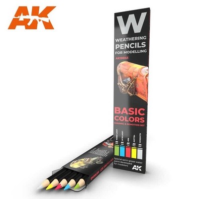 AK Interactive Weathering Pencils: Basic Colors Shading & Demotion Set AK10045