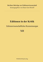 Editionen In Der Kritik 12 Editionswissenschaftliches Rezensionsorgan Johrendt