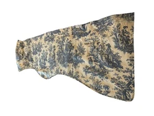 WAVERLY HOME VALANCE PAIR BLUE CREAM TOILE 22”x80" Scalloped