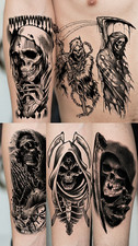 Gothic Temporary Tattoos - Pick  Choose - Temp Reaper Skull Body Art Halloween