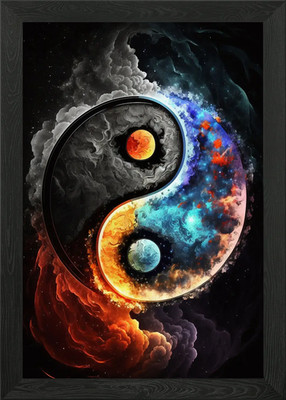 Sonne und Mond Yin Yang Gerahmtes Wandbild Poster Leinwanddruck Bild