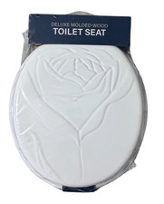 Deluxe Molded Wood Toilet Seat White 17 Round Standard NEW