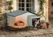 Heated Outdoor Cat House   Insulated Weatherproof Shelter with Heating Pad