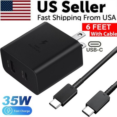 35W PD Power Adapter Duo Wall Charger&Cables For Samsung S24 S23 S22 S21 S20 S8