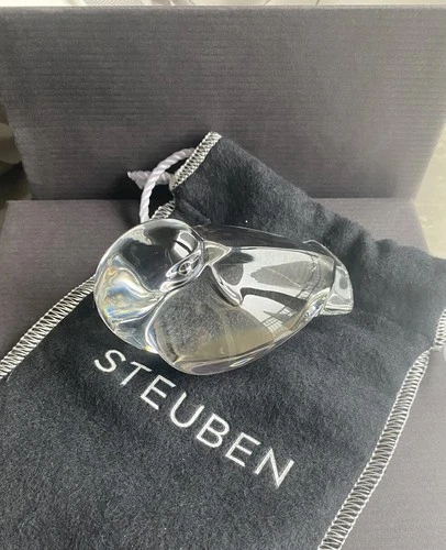 Orig. $275.00 Steuben Crystal Dove of Peace hand cooler, w/box, dust bag ribbon.