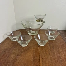 Vintage Anchor Hocking Sparkling Crystal Chip Dip Set with 5 small serving bowls