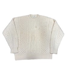 Vintage J. Sweater Mens L Crew Oarsman Chunky Cable Wool Knit Fisherman flaw