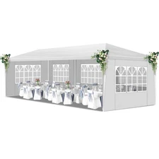 2 Pcs 10'x 30' Party Tent Wedding Gazebo Pavilion Marquee Canopy Tent White