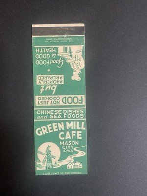 Vintage Iowa Matchbook  Green Mill Cafe  Mason City