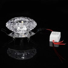 (Concealed 3W White) LED Ceiling Light Transparent Crystal Glass Shade