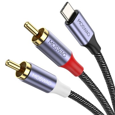 USB C to 2 RCA Audio Cable 3.3FT, Type C to 2 Male Y RCA Splitter, Type C to ...