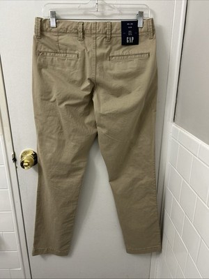 GAP Chino Pants Mens Size 30x30 Tan Khaki Slim Fit GapFlex Mid Rise Trousers NWT