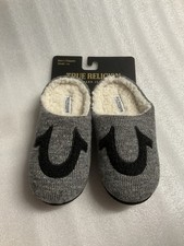 Men s True Religion Grey Black Slippers Size S 7-8