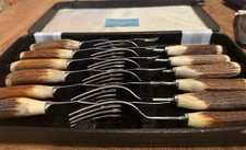 Vintage Stag Antler Handle Knife & Fork Cutlery Set – Boxed  