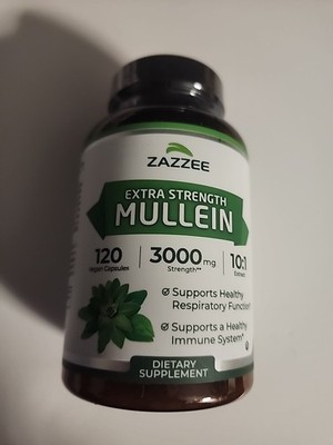Zazzee Mullein 10:1 Extract, 3000 mg Strength, 60 Vegan Capsules, Kosher