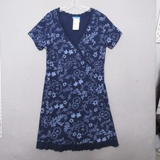 Fresh Produce Dress Large Blue Floral Ruffle Faux Wrap Beach Vacation Comfy NWT