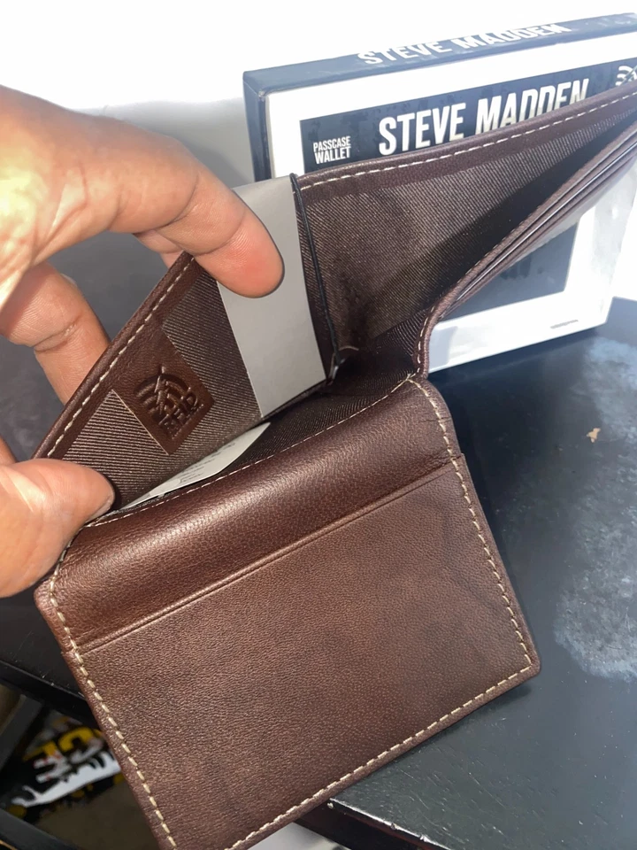 Steve Madden Men's Bi - Fold Brown Leather Wallet With Back ID RFID S2T221/SD23 - Image 2 of 4