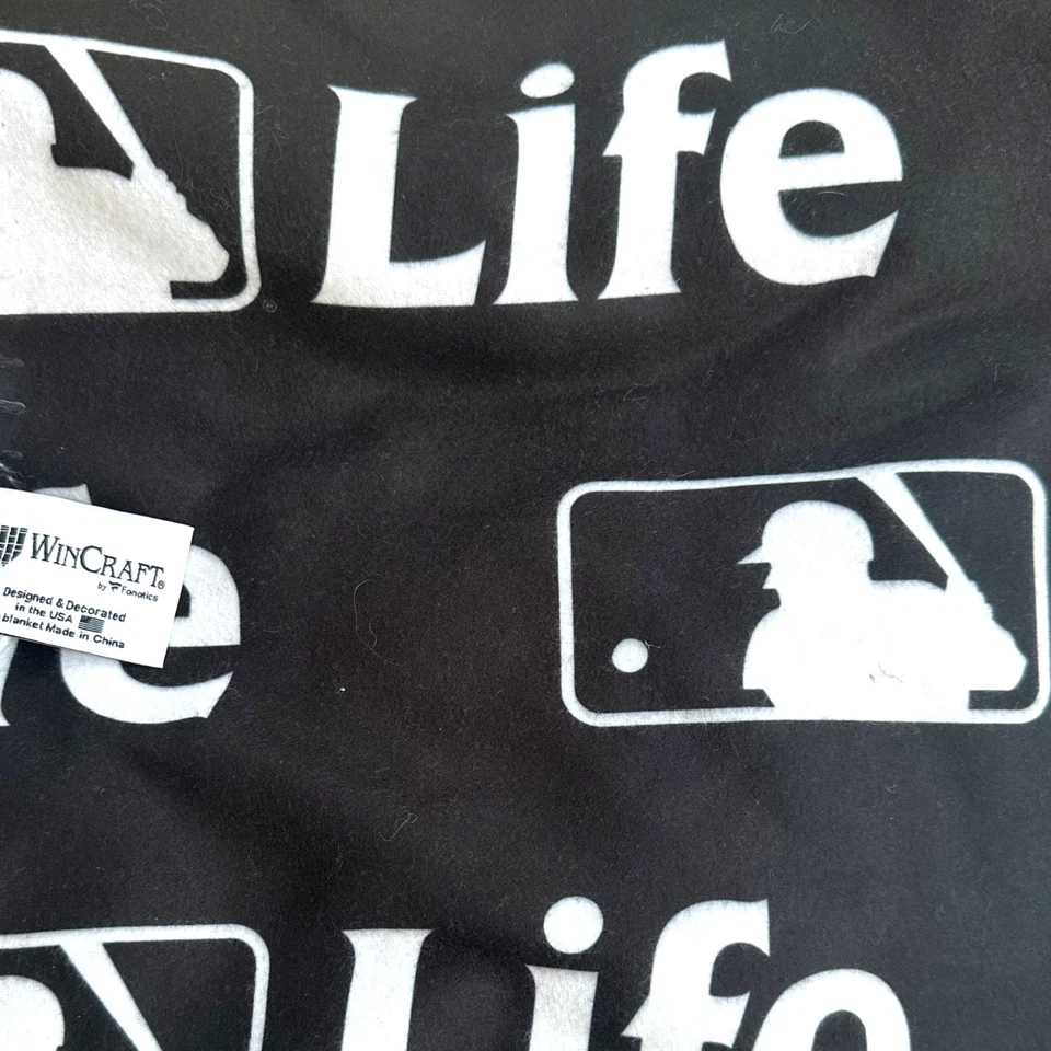 Manta polar MLB Life WinCraft negra gris logotipo de béisbol 50x60 tiro suave Foto 3 de 4