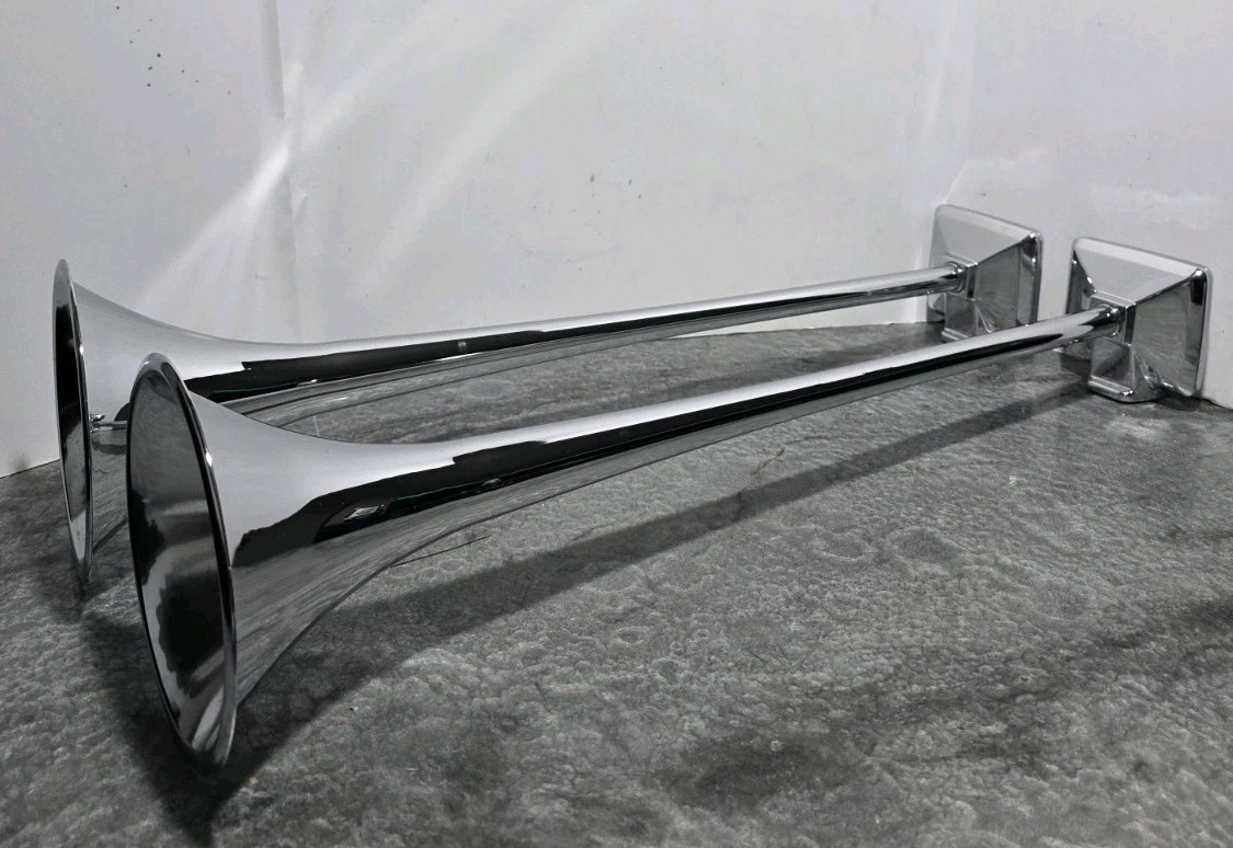 2 Vintage HADLEY AIR HORN CHROME 30" Made In USA