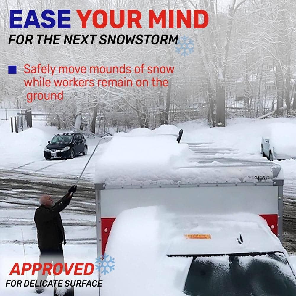 Oversized Foam Snow Rake with 3-Piece 12 Ft. Handle for Large Vehicles, RV, Work