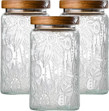 3-Pack 32Oz Vintage Glass Jar with Lid, Glass Storage Containers, Airtight Kitch
