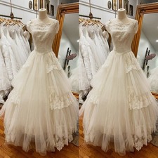 Vintage Lace Appliques Wedding Dresses Off Shoulder Champagne Bridal Gowns