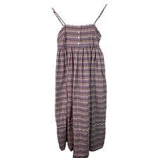 Madewell Women's Size 0 Colorful Plaid Scalloped Top Spaghetti Strap Sundress