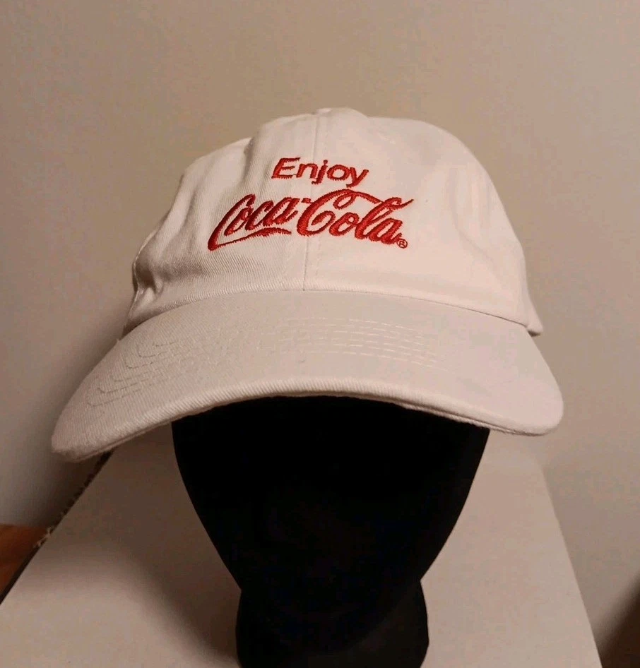 Enjoy COCA-COLA Baseball Cap Strap Back adjustable White Red letters unisex - Image 2 of 4
