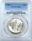 1944-S Walking Liberty Half Dollar PCGS MS63 Frosty White PQ New Holder #A261G