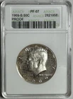 1969 S Proof Kennedy Silver Half Dollar - TEXTILE PATTERNS! ANACS Soapbox PF67