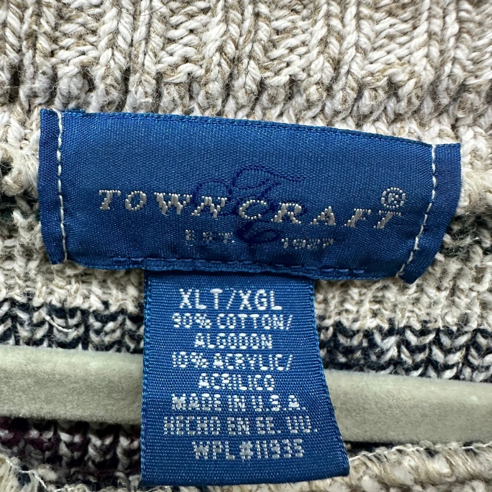 Suéter Tejido Cuello Redondo Geométrico Towncraft De Colección Hombres XL Alto Retro Abuelo Foto 3 de 4