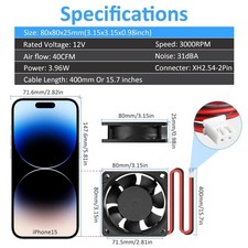 Powerful 80mm 2-Pin XH2.54 Cooling Fan for PC...