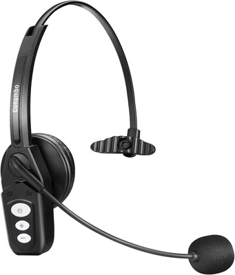 Conambo Bluetooth Headset V5.0, Wireless with Noise Cancelling Black 