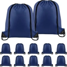 12 Pieces Drawstring Backpack Bulk Dark Blue Nylon Draw String Sport Bag DIY Dra