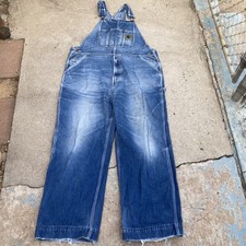 Berne Apparel Denim Bib Overalls Men 42x32 Button Zip Work Carpenter Farm Read
