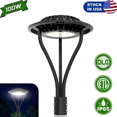 KUKUPPO 100W LED Post Top Light Dusk To Dawn Parking Lot Circular Area Lighting