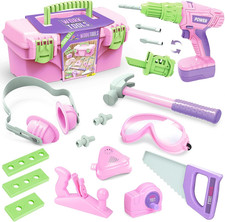 Kids Tool Set, Toddler Tool Set with Electric Toy Drill Tool Box Pretend Play Co