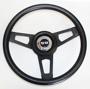Chevelle Camaro Nova SS Center Cap Grant Black Steering Wheel 13 1//2/" New