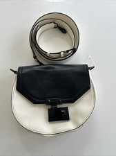 Rebecca Minkoff Paris Saddle Leather Crossbody Bag, Black & Antique White