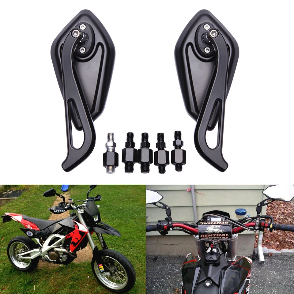 Pair Motorcycle Rear View Mirrors Black 8MM/10MM Thread For Aprilia SR50 Factory - Image 3 of 4