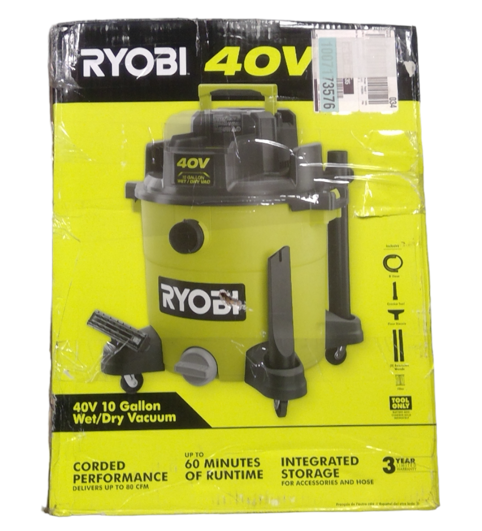 USED - RYOBI RY40WD01B 40v 10 Gal. Wet/Dry Vacuum (TOOL ONLY  