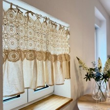 1X Retro Crochet Curtain Country Style Floral Drape Lace Up Ruffled Ethnic Decor