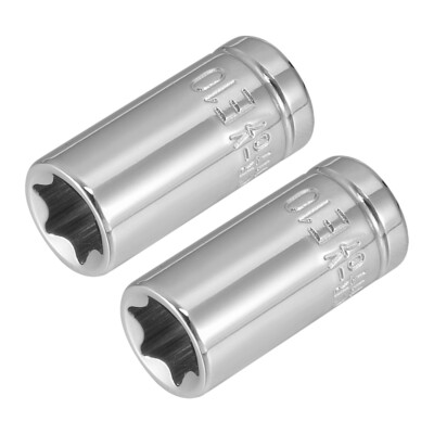 2Pcs 1/4-Zoll Laufwerk E10 externen Torx flachen Sockel Cr-V Stahl