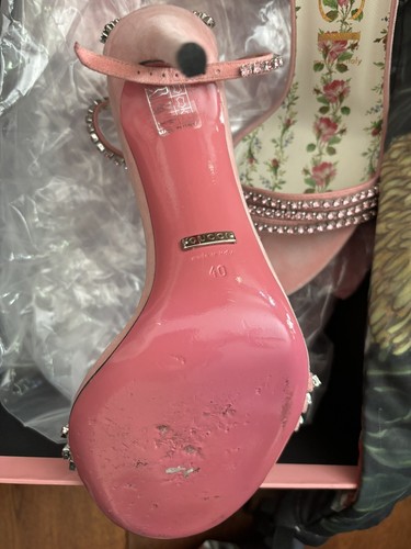Gucci Crystal Sandals Embellished Heels 40/9 Pink $1299 - Picture 8 of 10