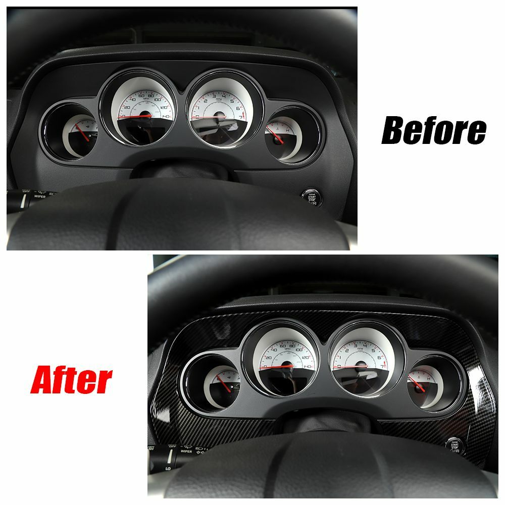 Red Carbon Fiber Dashboard Instrument Cover Trim Kit For