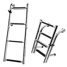 Folding Boat Ladder Stainless Steel Ladder 4 Step Pontoon 2+2 Step Portable