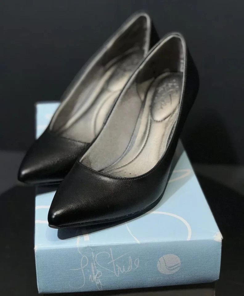 Женские заостренные черные кожаные туфли-лодочки LifeStride Sevyn на каблуке несоответствие размер: L- 6,5/R-7 - Изображение 3 из 4