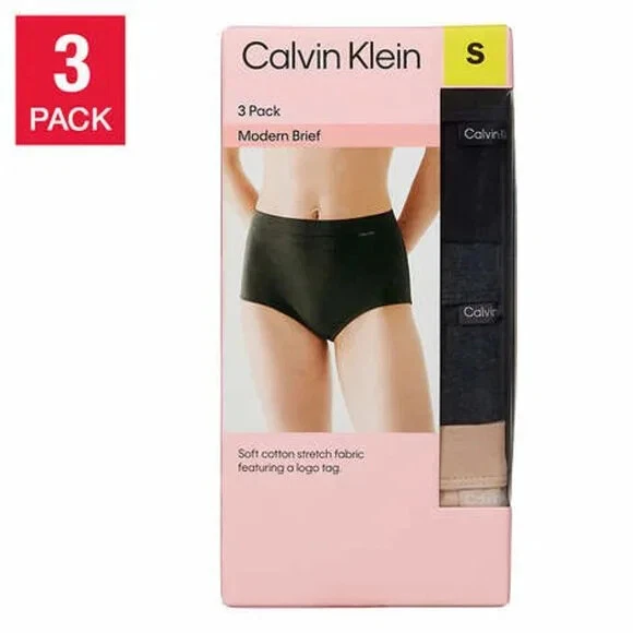 NWT Calvin Klein Woman 3-Pack Modern Brief Cotton Underwear - Image 2 of 4